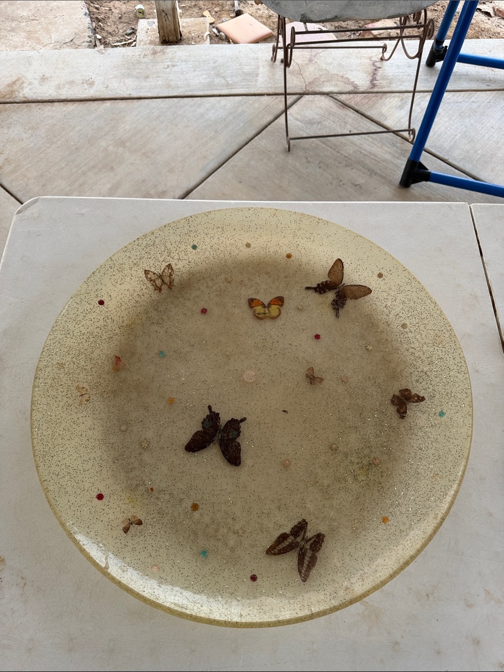 Vintage 1970s Mid Century Lucite/Acrylic Sparkling Butterfly Serveware Platter
